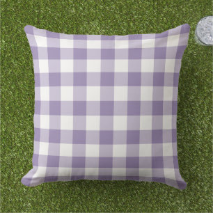 Coussin Classique carreaux gingham violet blanc