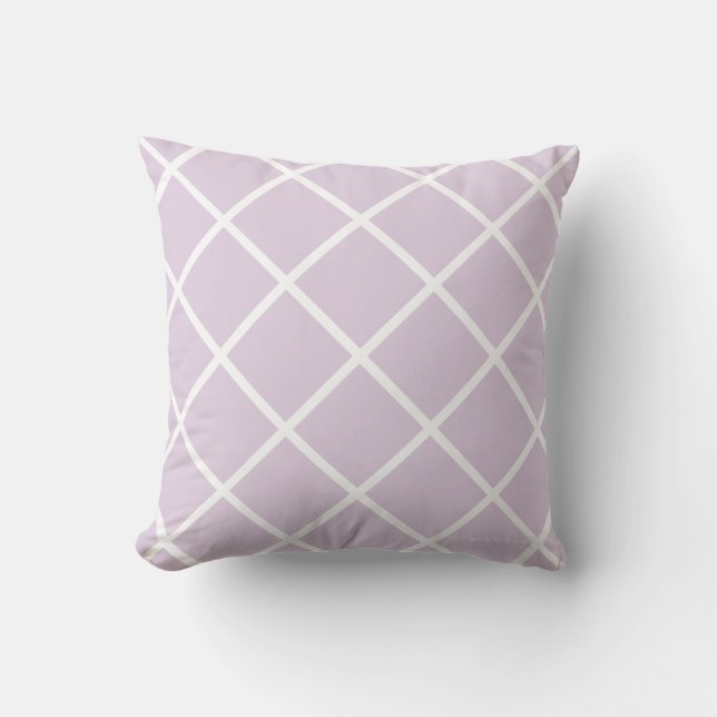 Coussin classique de treillis dans le lilas/blanc (Recto)