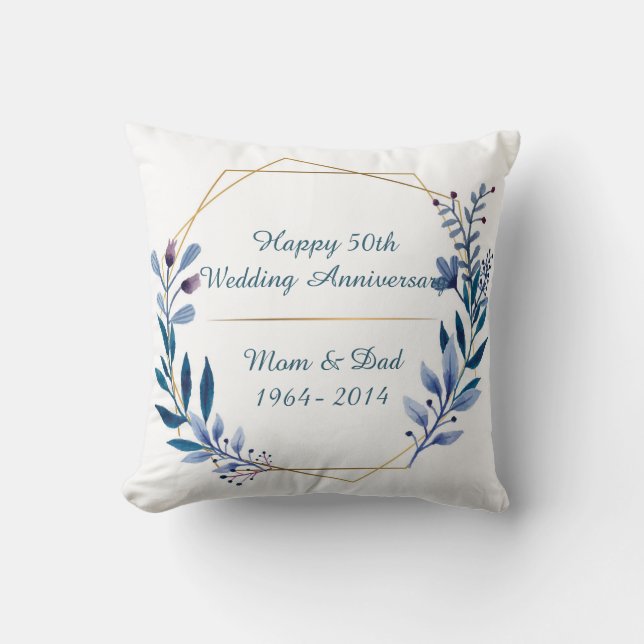 Coussin Classique du 50e anniversaire du Mariage floral (Recto)