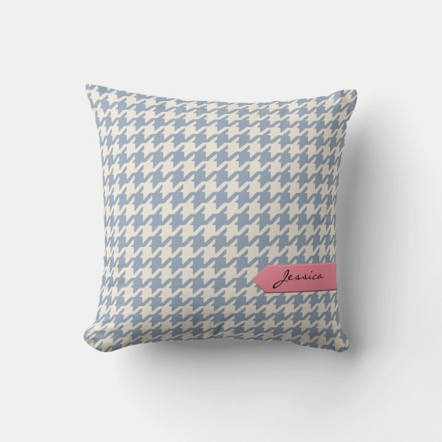 Coussin Classique élégant à carreaux avec monogramme gris (Recto)