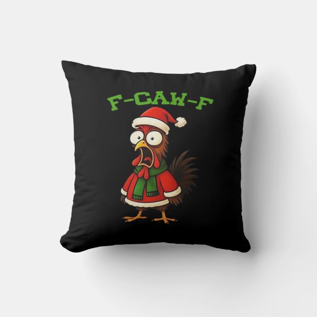 Coussin Classique Graphique Rétro F-Caw-F Poulet (Recto)
