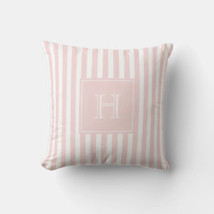 Coussin Classique Monogramme Rayure Rose Pastel & Prépa 