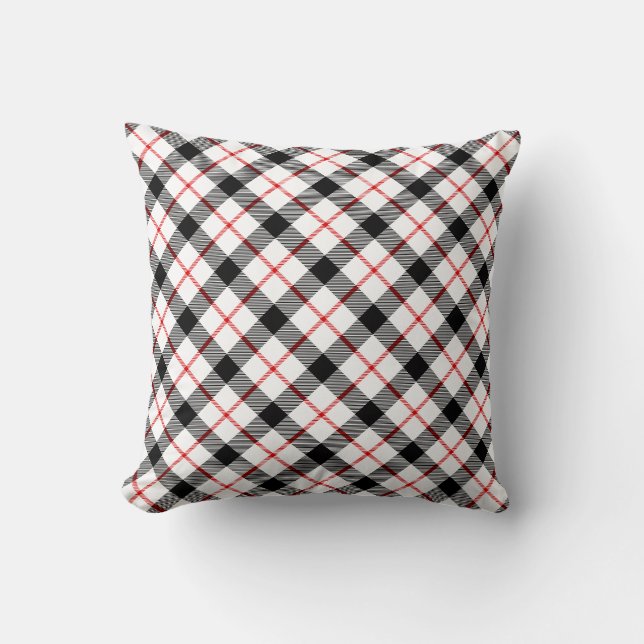 Coussin Classique Plaid Rouge Noir Blanc Vacances Jeu Orei (Recto)
