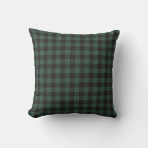 Coussin Classique Tartan Écossais Vert Noir Buffalo Plaid