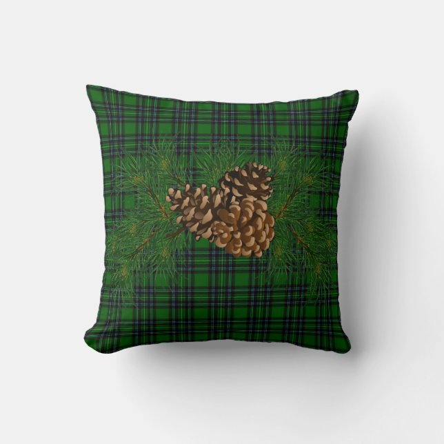 Coussin Classique vert rustique carreaux noir avec pomme d (Recto)