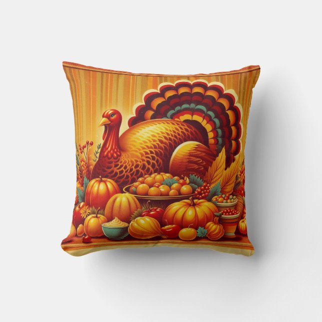 Coussin classique/vintage Thanksgiving Turquie (Recto)