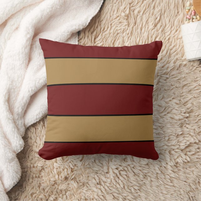 Coussin Classiques rayures dorées et rouges de Noël (Couverture)