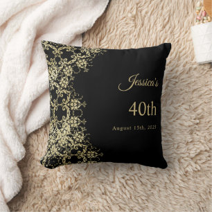 Coussin Classy Gold & Black Damask 40e anniversaire