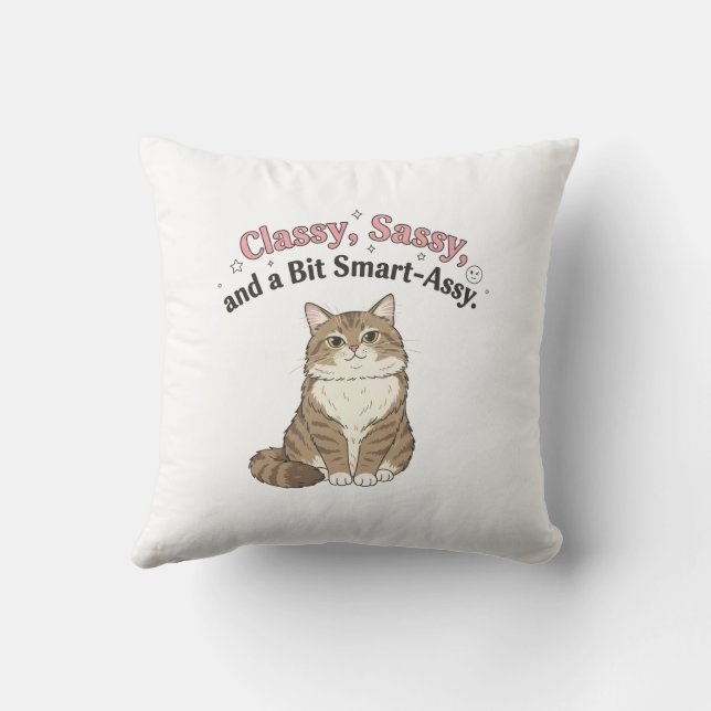 Coussin Classy, Sassy & Smart-Assy Cat Design (Verso)