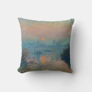 Coussin Claude Monet - Coucher de soleil sur la Seine à La