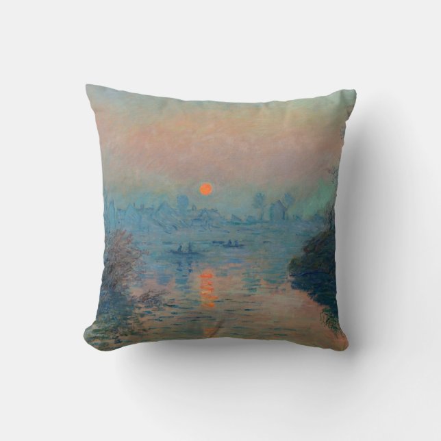 Coussin Claude Monet - Coucher de soleil sur la Seine à La (Recto)