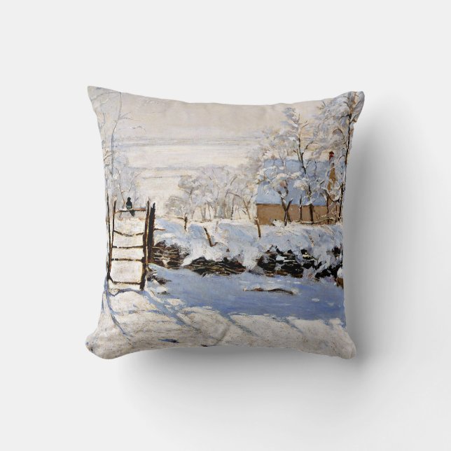 Coussin Claude Monet, La Magpie, célèbre peinture, (Recto)