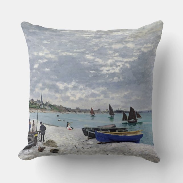 Coussin Claude Monet | la plage chez Sainte-Adresse (Recto)