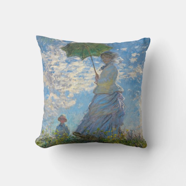 Coussin Claude Monet - La Promenade, Femme avec un Parasol (Recto)