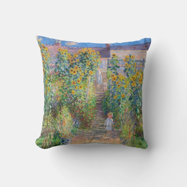 Coussin Claude Monet - Le jardin de l'artiste à Vetheuil (Recto)
