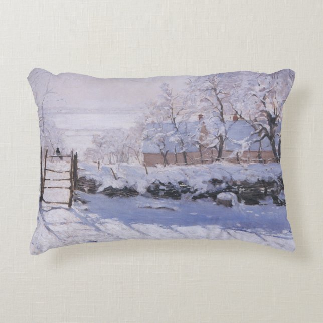 Coussin Claude Monet Le Magpie Oiseau de Neige d'h (Devant)