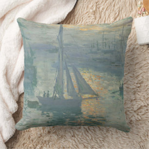 Coussin Claude Monet Lever de soleil 1873 Voiliers Port Ar