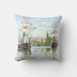 Coussin Claude Monet. Navires à cheval sur la Seine à Roue