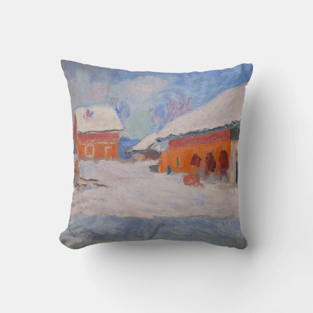 Coussin Claude Monet - Norvège, Maisons rouges à Bjornegaa (Recto)