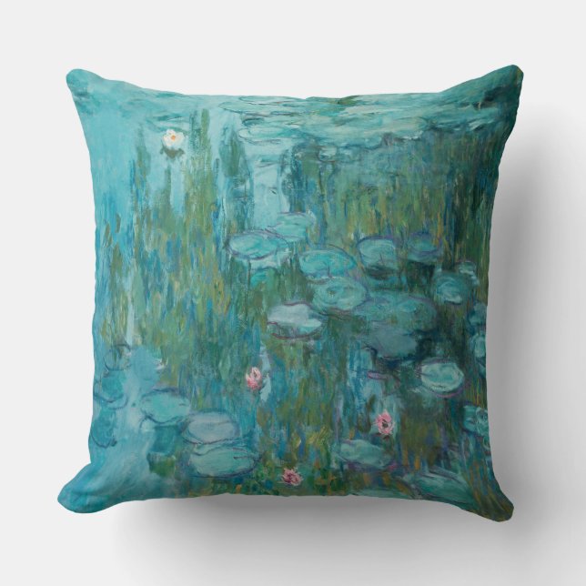 Coussin Claude Monet, Nymphéas, 1915, Bleu Aqua (Recto)