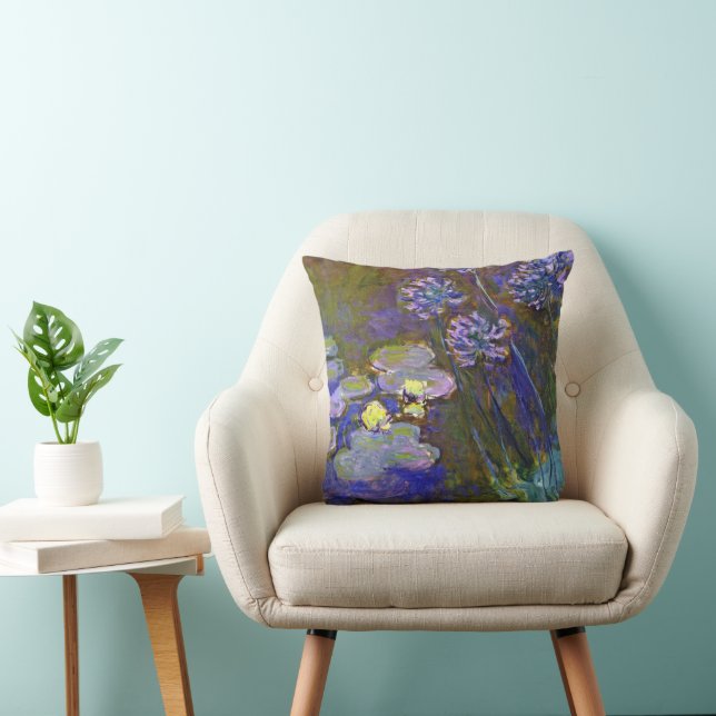 Coussin Claude Monet Nymphéas Agapanthes (Chaise)