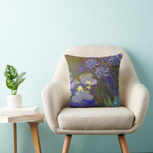 Coussin Claude Monet Nymphéas Agapanthus Art Vintage
