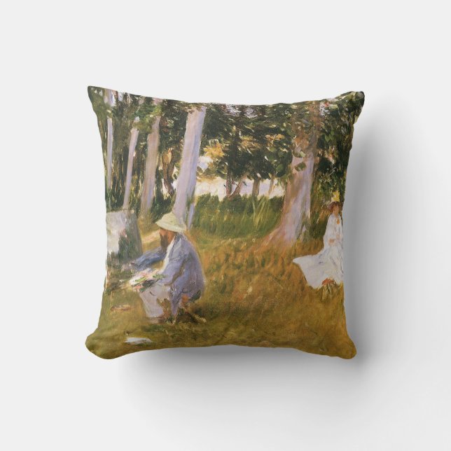 Coussin Claude Monet peignant, Bordure d'un bois par Sarge (Recto)