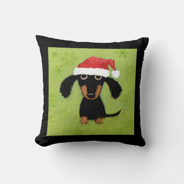 Coussin Clause du Père Noël Dachshund - Fantastique Noël d (Recto)