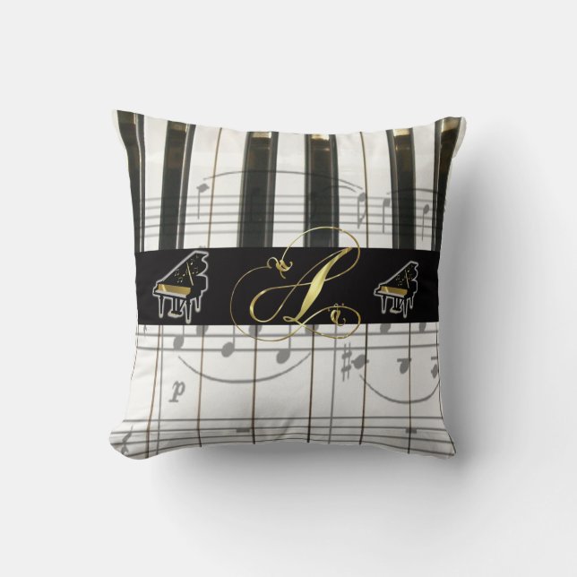 Coussin Clavier de piano à queue du monogramme "A" (Recto)