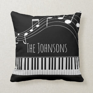 Coussin Clavier de piano et notes musicales