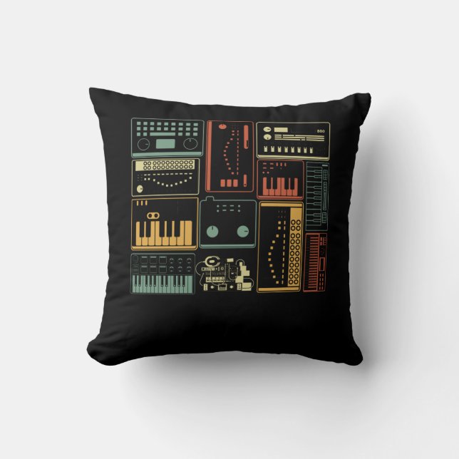 Coussin Clavier du producteur de musique synthétiseur modu (Recto)