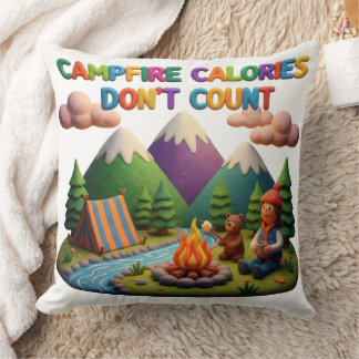 Coussin Clay Art “Campfire Calories Don’t Count” Scene