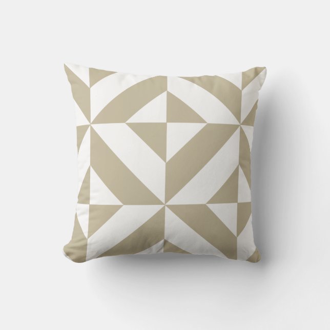 Coussin Clay Beige Géométrique Déco Cube Motif (Recto)