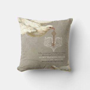 Coussin Clé de mon coeur Dove Swirl Flourish Gris Collage