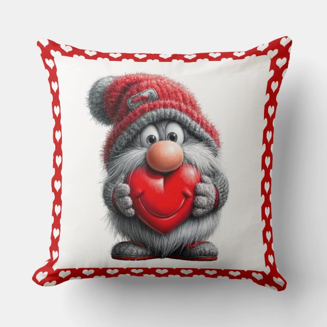 Coussin "Clé de mon cœur" Gnome Fantaisiste (Recto)