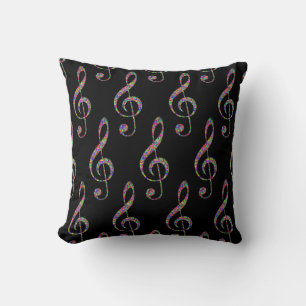 Coussin Clé de musique en arc-en-ciel