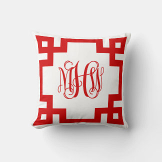 Coussin Clé grecque blanche et rouge Vigne Monogramme DIY 