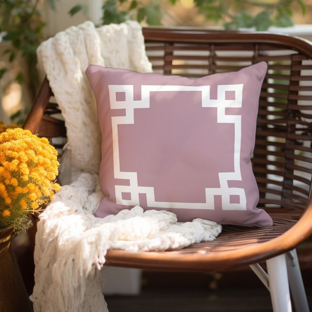Coussin Clé grecque mauve et blanche | Couleurs modifiable (Créateur téléchargé)