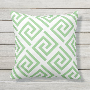 Coussin Clé grecque Motif Blanche Sage Vert Personnalisé