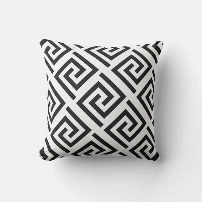 Coussin Clé grecque Motif noir blanc couleur personnalisée (Recto)