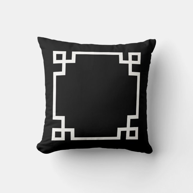Coussin Clé grecque noire et blanche (Recto)