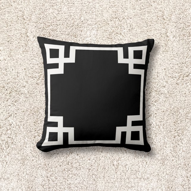 Coussin Clé grecque noire et blanche (Créateur téléchargé)