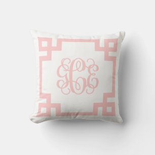 Coussin Clé grecque rose clair Monogramme GCE