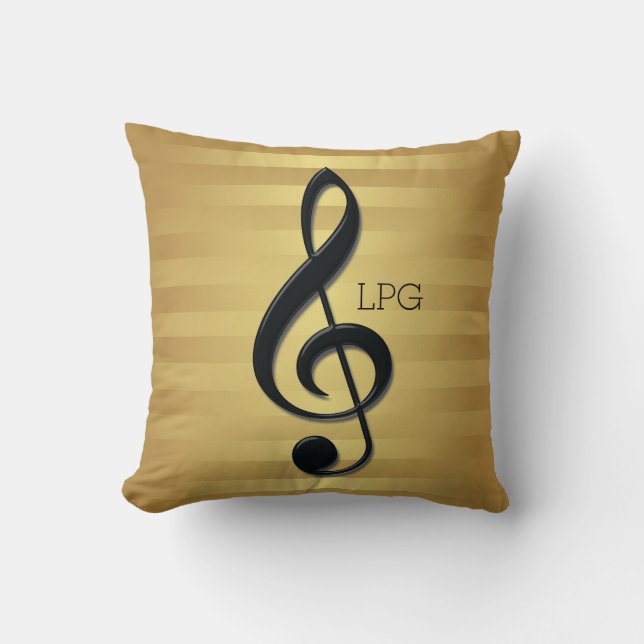 Coussin Clef triple noire de monogramme sur les rayures (Recto)