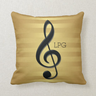 Coussin Clef triple noire de monogramme sur les rayures