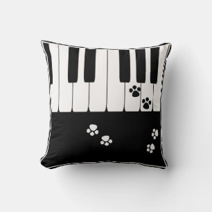 Coussin Clés de piano et pattes de pieds de chat