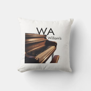 Coussin Clés de table de piano en bois Brown nom monogramm
