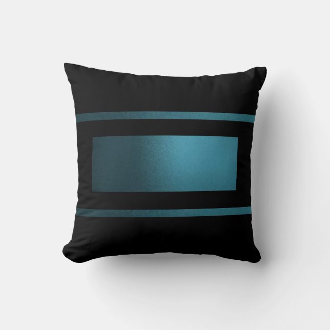 Coussin Clic Turquoise 3 rayures/Coussin noir contemporain (Recto)
