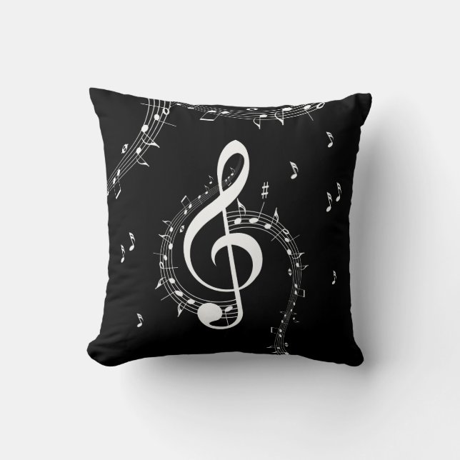 Coussin Climacic G Clef Music Black (Recto)