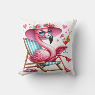 Coussin Clipart de Flamant rose mignonne
